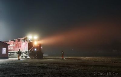 Eastbound CP 8120 In Night Fog Soon To Depart 90D59991-5