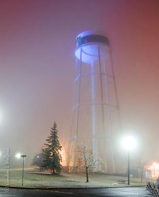 Water Tower Lit Blue For World Autism Month 90D60865