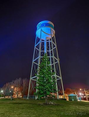 Water Tower Lit Blue For World Autism Month 90D61300-4