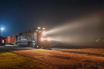 CP 8052 Departing Through Wildfire Smoke At Night 90D68356