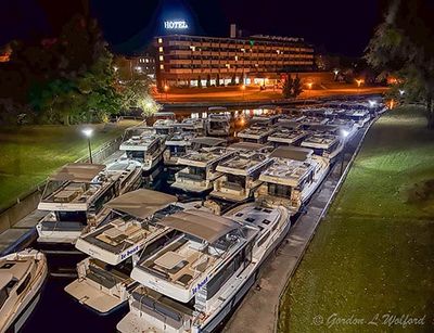 Le Boat Fleet Queue At Night (iPhone14-2398)