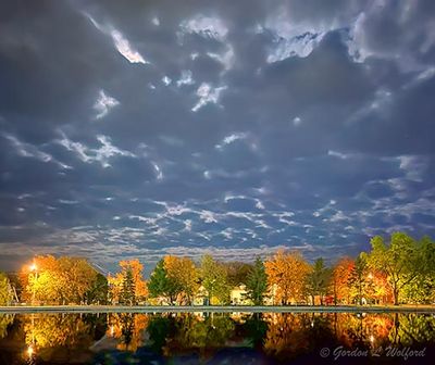 Autumn Canal Basin Under Moonlit Clouds (iPhone14-2556)
