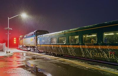 VIA Rail Train 41 Waiting In Winter Storm 90D95255-9