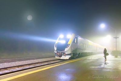 Full Moon Beyond VIA New Fleet Train 41 Arriving In Fog 90D98330