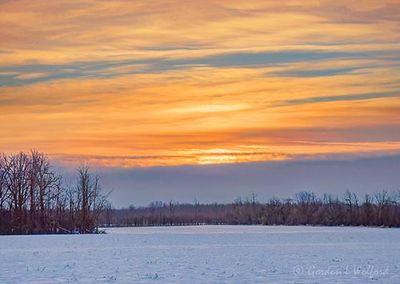 Clouded Sunrise Beyond Snowy Field DSCN156923
