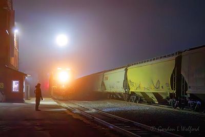 Eastbound & Westbound Trains In Night Fog 90D102882