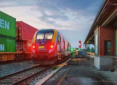 VIA 641 Passing CPKC 113 At Dawn 90D118477