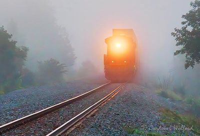 Eastbound CPKC Freight Train In Fog 90D121072