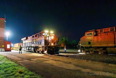 CPKC 2-230 (L) Departing With CPKC 113 (R) Waiting 90D128253
