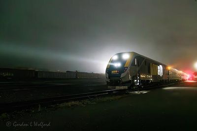VIA Rail Train Ottawabound On A Foggy Night 90D130188