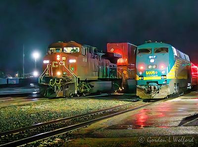 VIA Rail 41 Passing CPKC Freight Train 90D134966