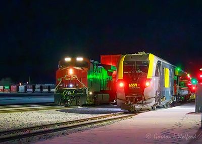 VIA Rail 641 Passing CPKC Freight Train 90D135128