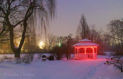 Red Gazebo In Night Fog 90D135936