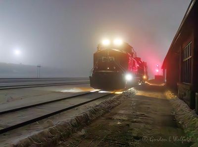 CPKC Freight Train In Night Fog 90D135340