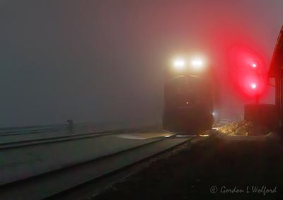 CPKC Freight Train In Night Fog 90D135327