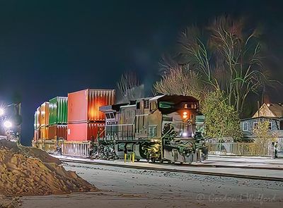 CPKC Freight Train Rear-DPU At Night 90D136559