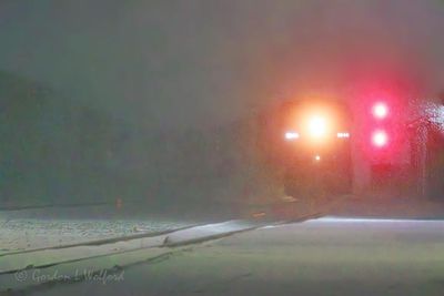 Night Train Arriving In Snow Squall 90D137928
