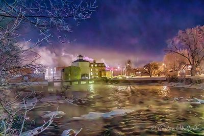 Old Mill Channel On A Very Cold Night 90D138541