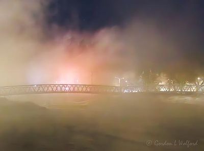 Duck Island Footbridge In Steam Fog At Night 90D139802