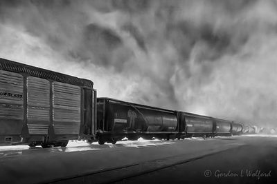 Rail Yard At Night In Blowing Snow 90D140266