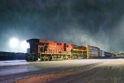 CPKC Freight Train In Blowing Snow 90D140342
