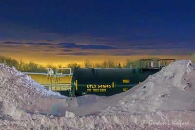 Night Sky Glow Beyond Rail Yard & Snow 90D140799