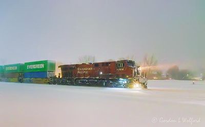 Westbound CPKC Train Rear-DPU In Snowstorm 90D141269