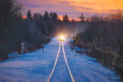 Westbound CPKC Freight Train Approaching At Sunrise 90D142077