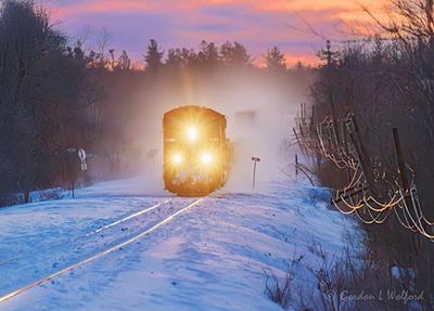 Westbound CPKC Freight Train Approaching At Sunrise 90D142096