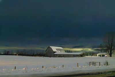 Night Glow Beyond Winter Farm 90D142650