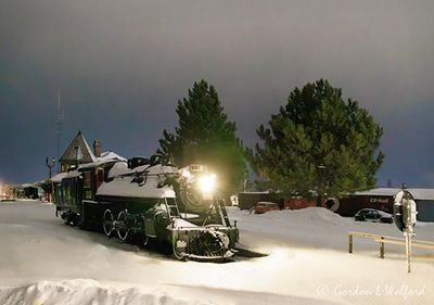 Winter CN 1112 Steam Locomotive At Night 90D143376