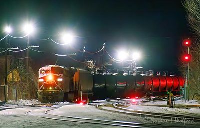 CPKC Tanker Train Arriving At Night 90D146158