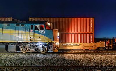VIA Rail 641 Passing Freight Cars At Dawn 90D148045