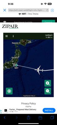 An hour from landing at Narita