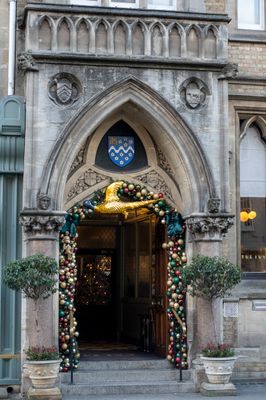 festive hotel entrance