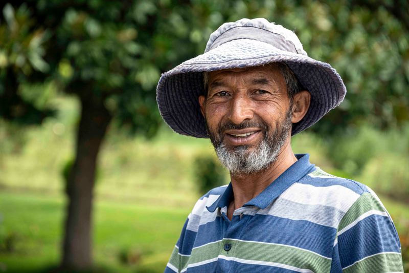Srinagar - the Gardener in Nishat Bagh