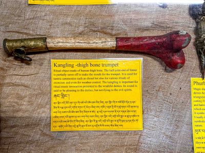 Ritual object made of humans bone. Human body is given to nature when someone dies burned or eaten by vultures).