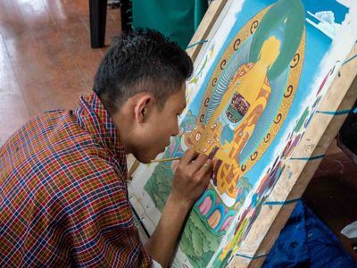 Painting Thanka requires much time and patience.
