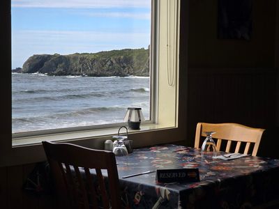 Picture window at the Seaside Restaurant in Trout River