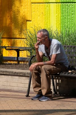 Having a smoke at the Crystal City Metro Stop