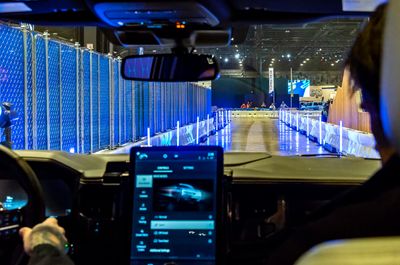 2023 Ford F150 Lightning EV Electric Pickup Truck on the Ford 'Built To Electrify' test track loop