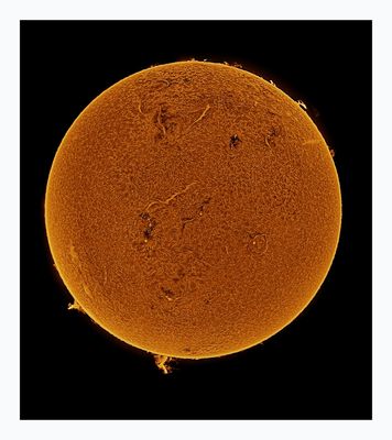 The Sun in Hydrogen Alpha with Solar Prominence