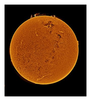 The Sun in Hydrogen Alpha with Solar Prominence