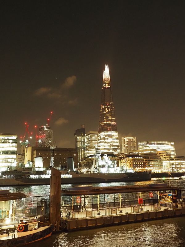 Lights along the south bank of the Thames