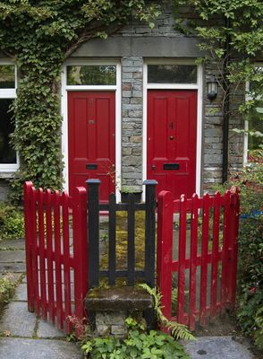 Red doors - cottages along the river Rothay
