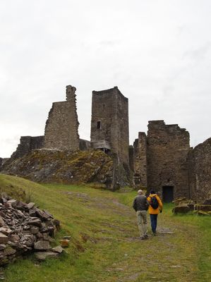 Visitors exploring the medieval ruins