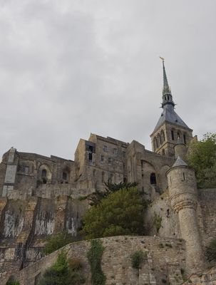 Looking up from below the ramparts