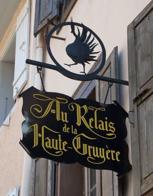 Restaurant sign in the Gruyre region
