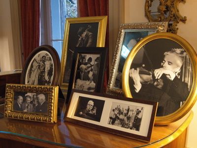 Photos of Chaplin on display in the Manoir de Ban