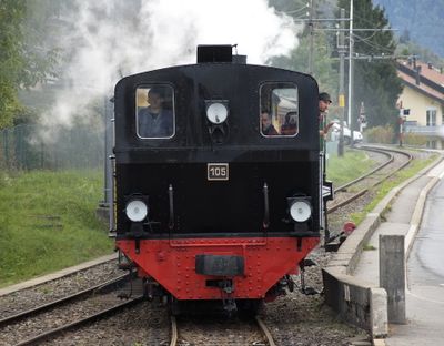 Steam loco arriving at Blonay station